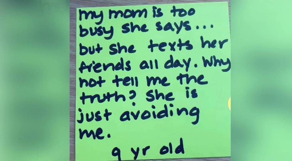This child noticed their mum had time to text but not time for them