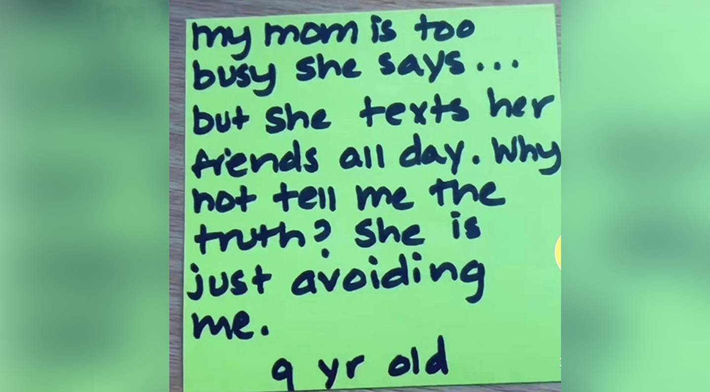 This child noticed their mum had time to text but not time for them